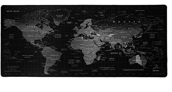 JIALONG Gaming Mouse Pad Large Size 35.4 X 15.7X 0.12inches Desk Mousepad with Personalized Design for Gaming and Office - Black World Map