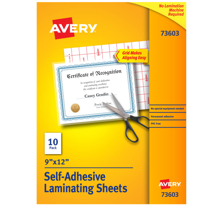 Avery Self Adhesive Laminating Sheets