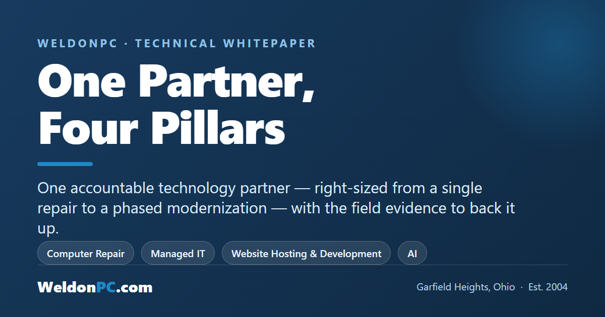 One Partner, Four Pillars: WeldonPC's Integrated Technology Model