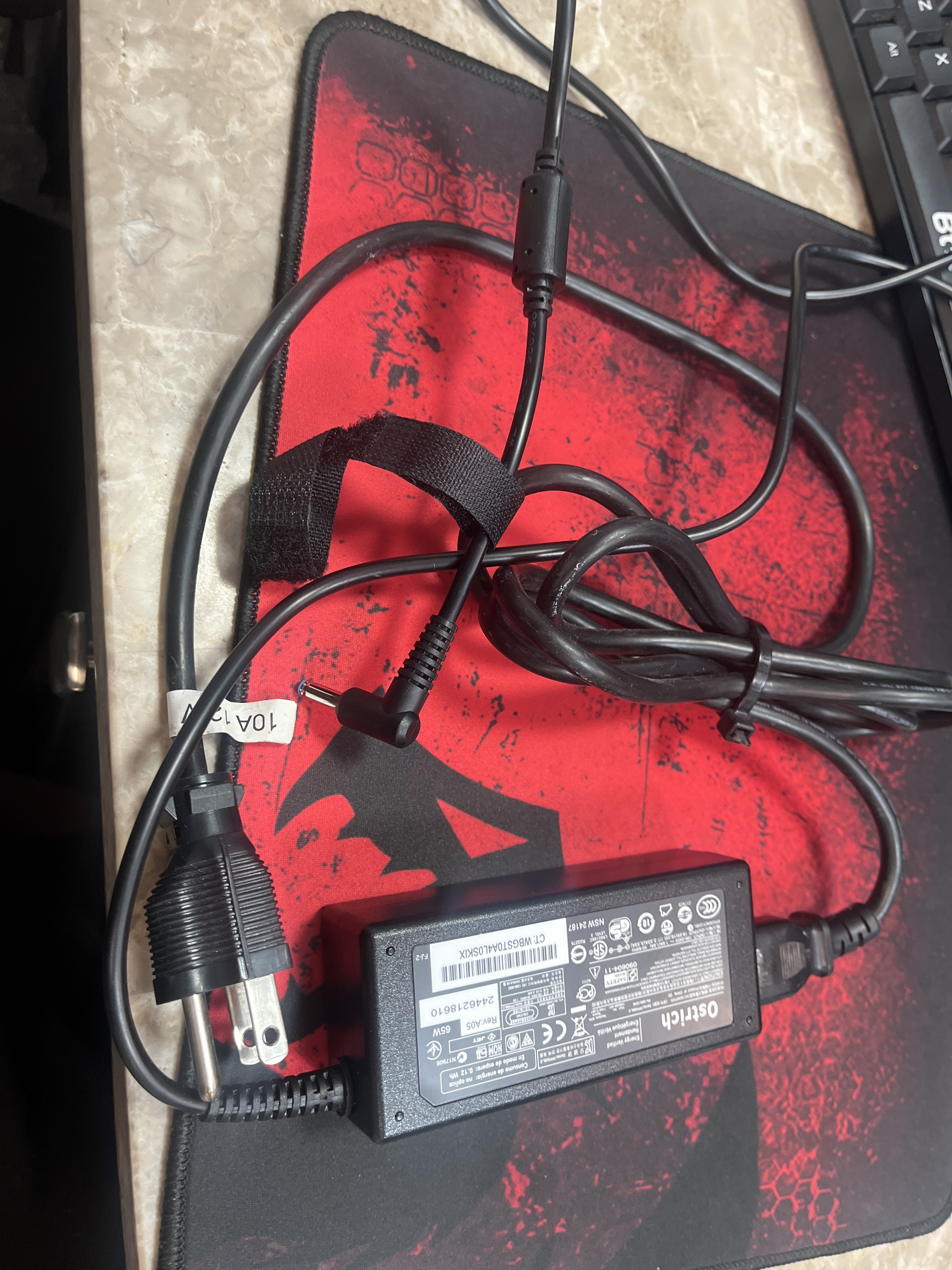 Ostrich 65W Laptop AC Adapter, 19.5V 3.33A, 4.5mm Blue Tip (HP-Compatible) w/ Power Cord