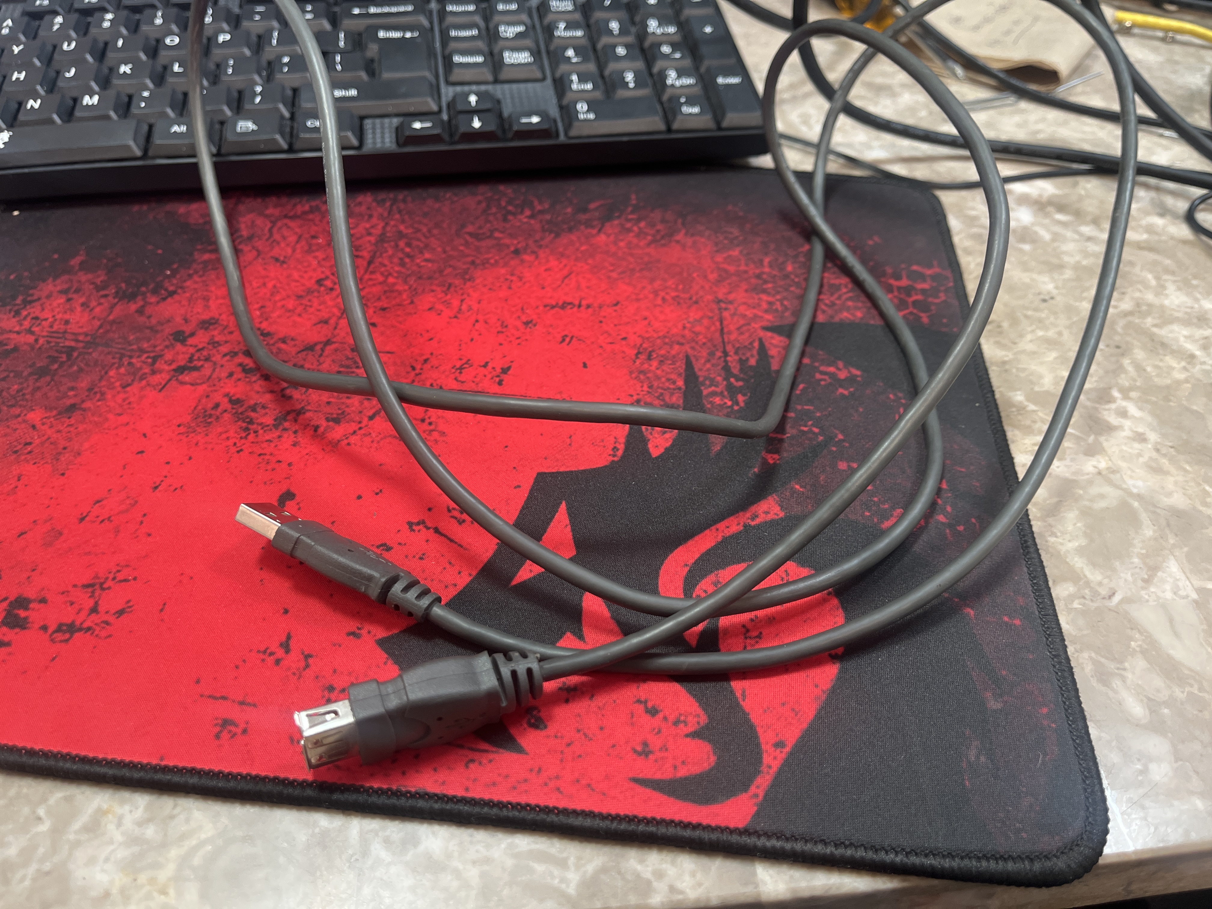 USB 2.0 Type-A Male to Female Extension Cable (~6 ft, Gray)