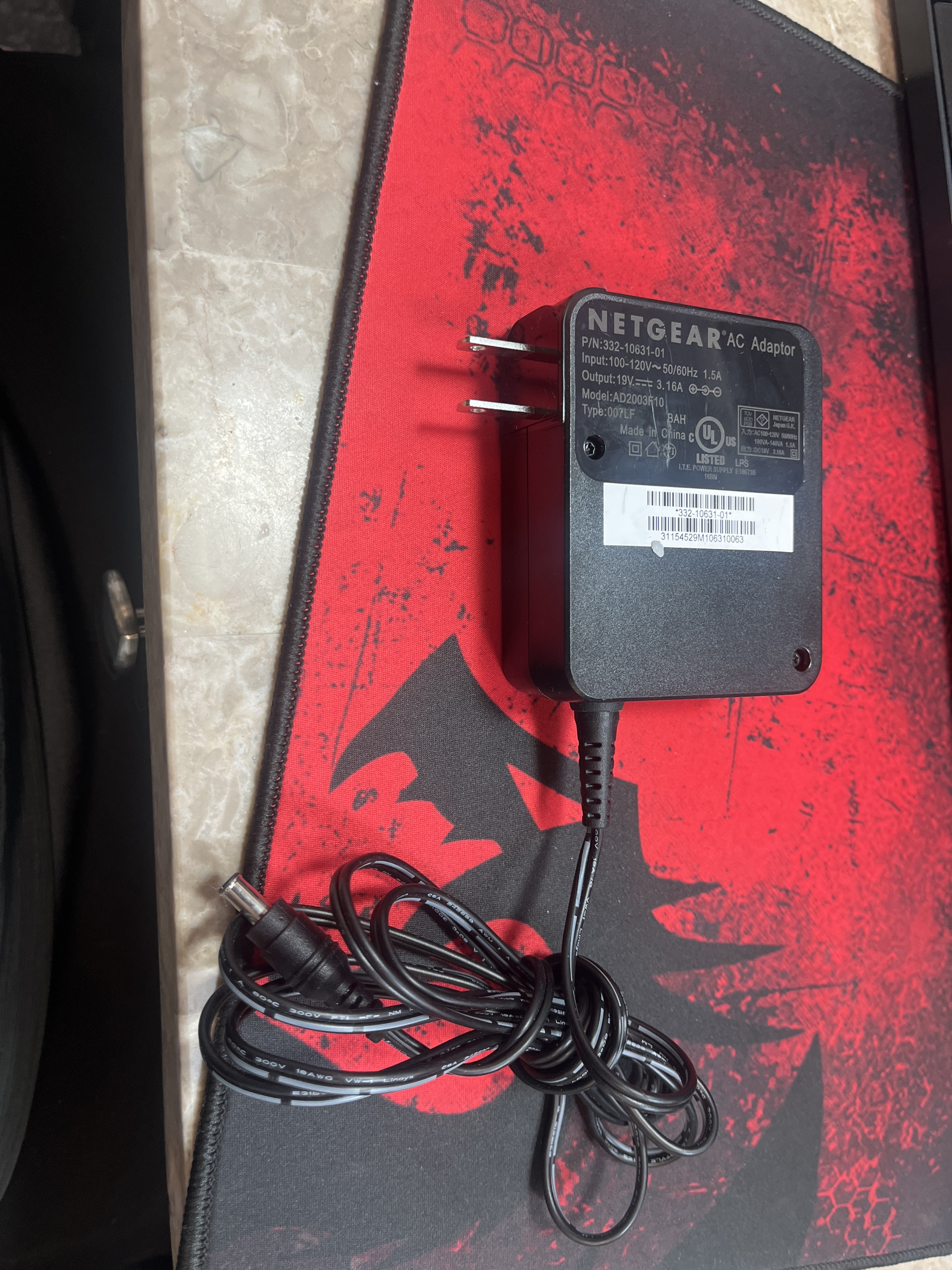 NETGEAR AC Adapter 19V 3.16A Power Supply (P/N 332-10631-01, AD2003F10)